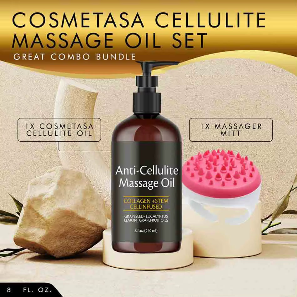 240Ml anti Cellulite Massage Oil Infused with Collagen and Stem Cell Skin Tightening Cellulite Moisturizing Body Essential Oil